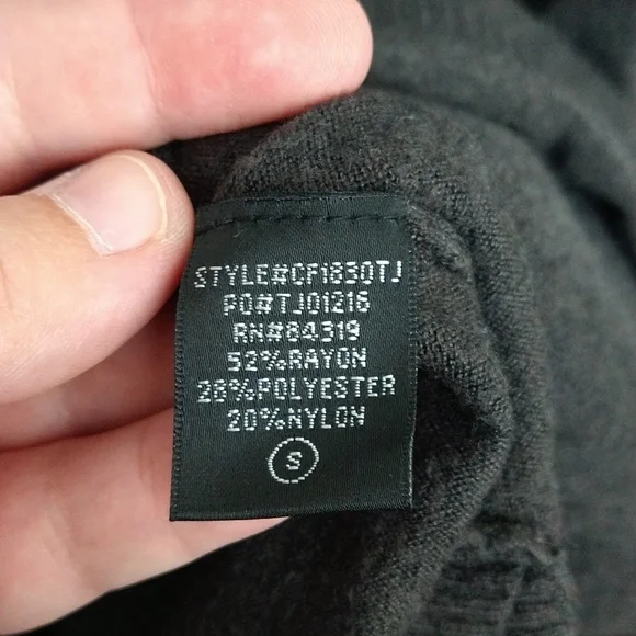 $Cyrus dark grey hooded pullover lightweight pocket ribbed sleeve sweater Size S - Picture 7 of 9